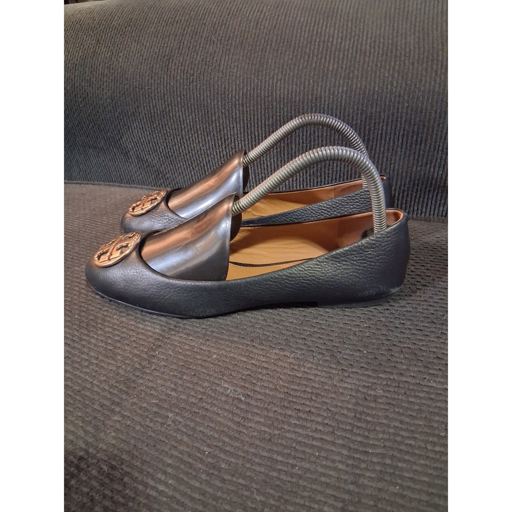 Tory Burch Women's‎ Chelsea Ballet Flats Leather Size 7.5 Black Copper